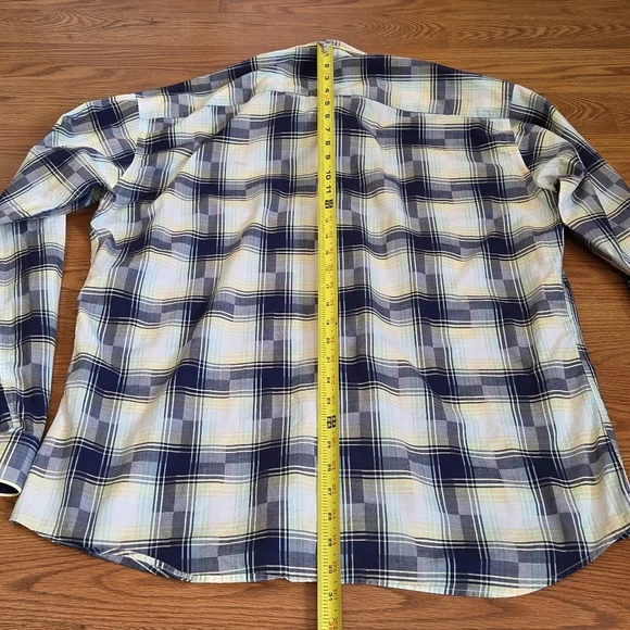 Maceoo Long Sleeve Button Down Shirt Mens L Yellow Italian Plaid Geometric Print - Picture 9 of 14